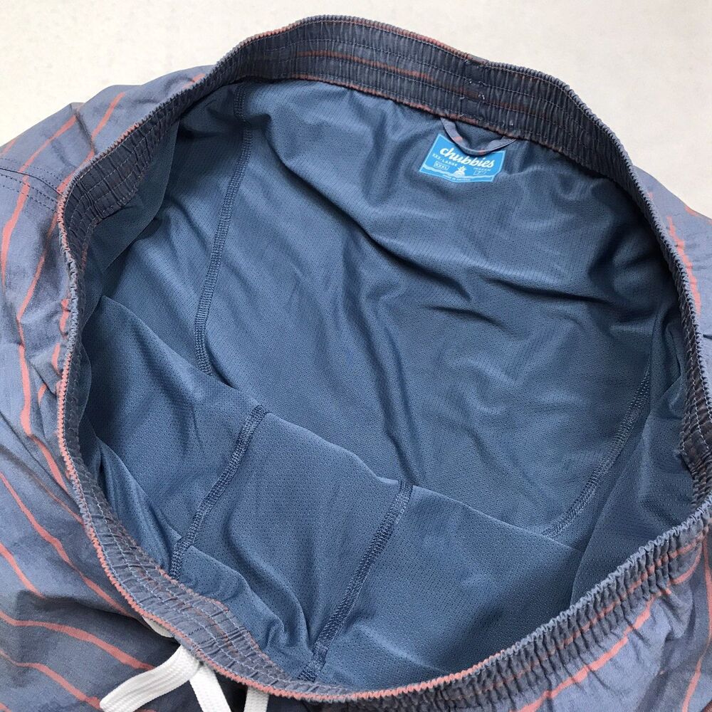 CHUBBIES Lined Swim Short Men 3XL XXXL Blue Stripe Nylon Blend Trunks Drawstring - Picture 4 of 11